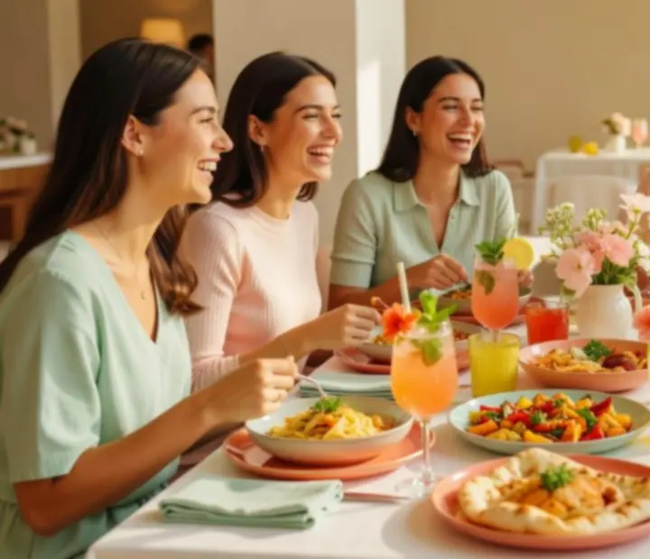 Vidám baráti vacsora a Budapest Table színes éttermében